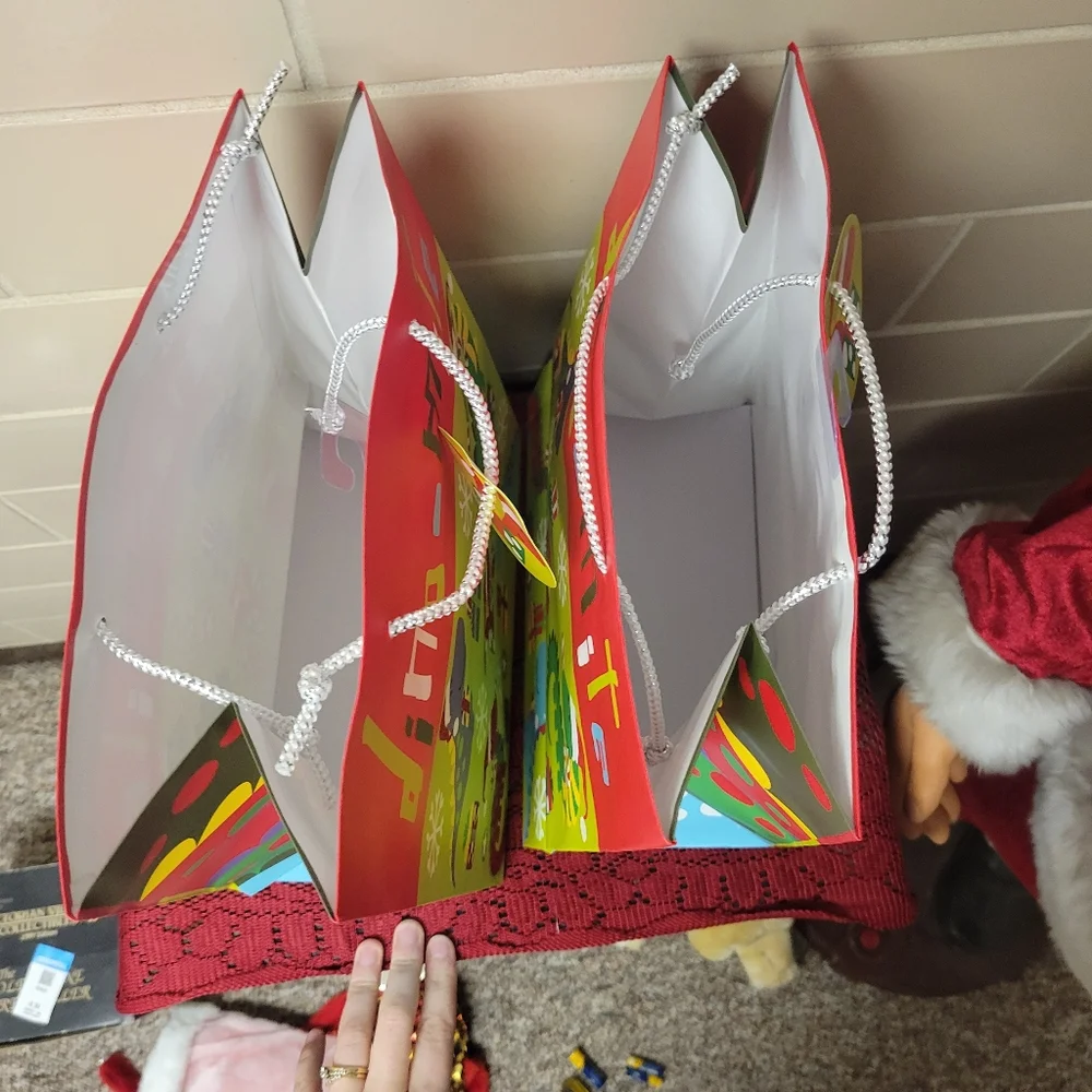 X2 Set NWT Dino-Mite Christmas Gift Bags with Dinosaurs